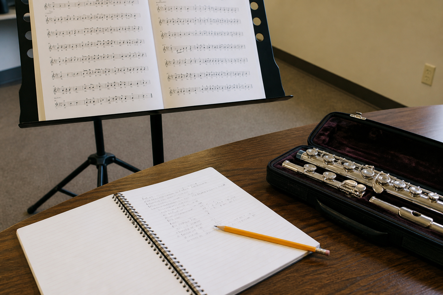 Flute lesson room and contact desk